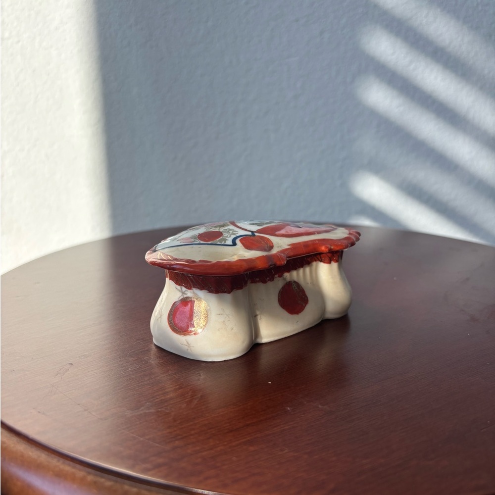 Handcrafted Japanese Ceramic Mushroom Shaped Trinket Box